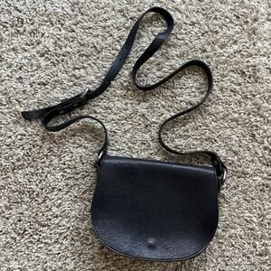 VIN BAKER Saddle Pebble Leather Black Cross-Body Shoulder Bag Purse Made In USA